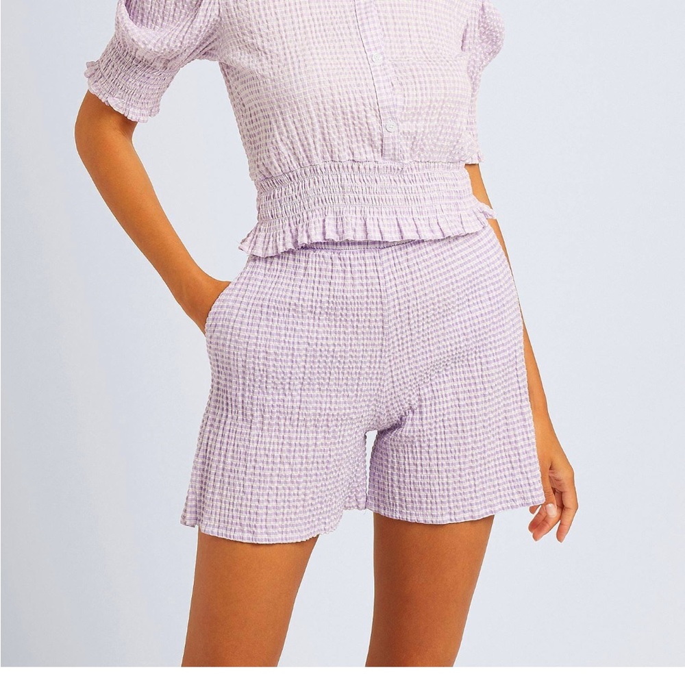8 by YOOX Italy lavender shorts Cotton Vichy IT 40 Us 2-4 NEW $80
